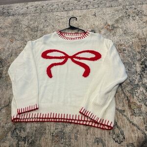Elegant Red Bow Sweater